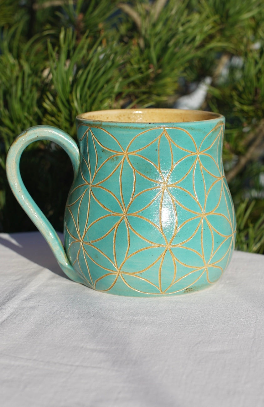 Tasse jade Blume des Lebens