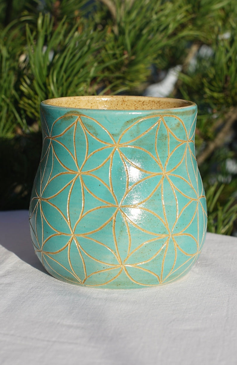 Tasse jade Blume des Lebens