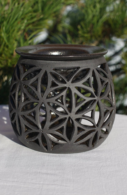 Aromaöl-Lampe "Blume des Lebens" schwarz