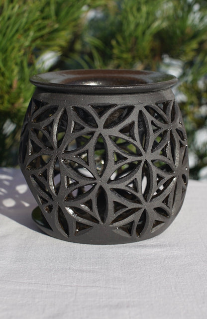 Aromaöl-Lampe "Blume des Lebens" schwarz