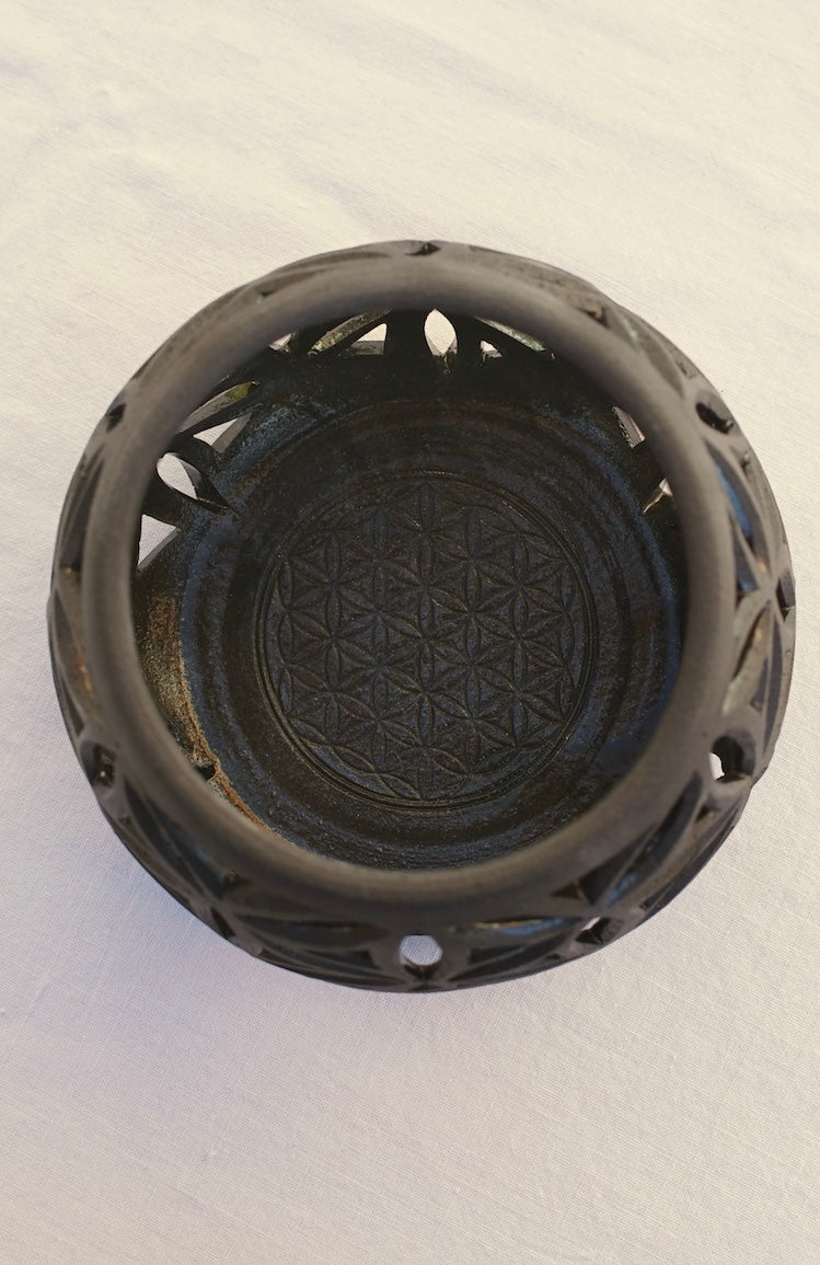 Aromaöl-Lampe "Blume des Lebens" schwarz