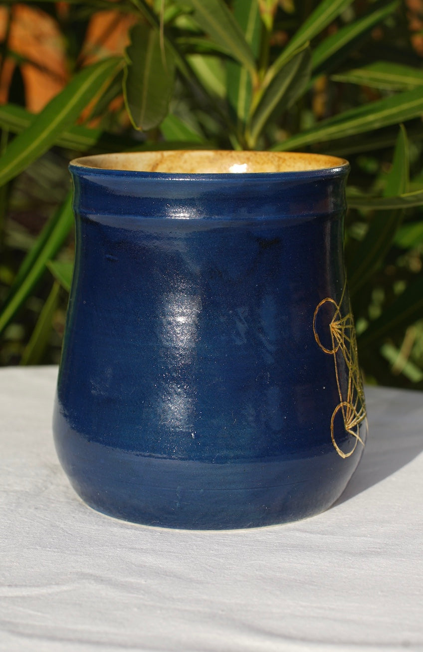 Tasse antik Metatrons Würfel Echt-Gold 24kt