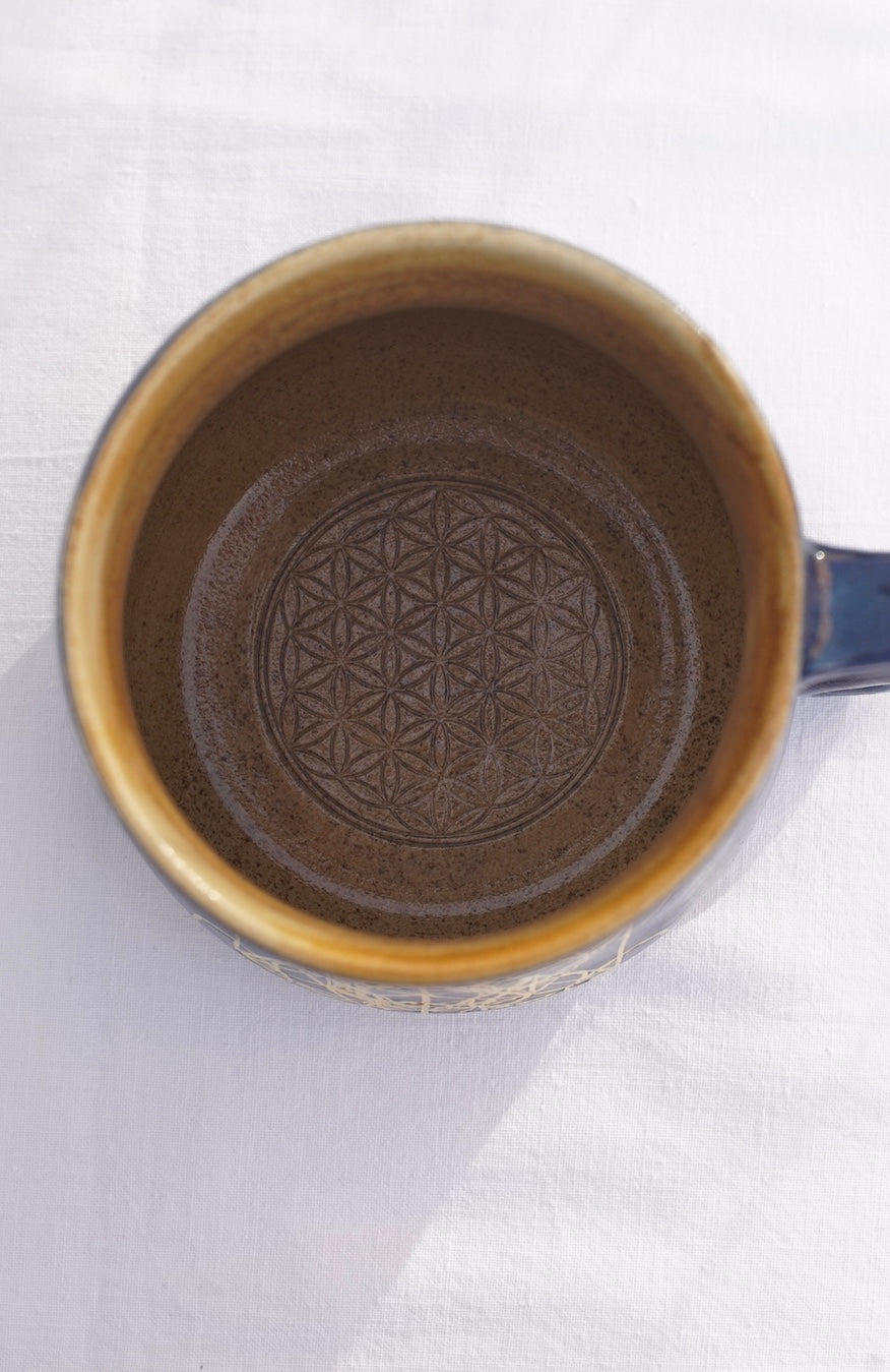 Tasse antik Metatrons Würfel Echt-Gold 24kt