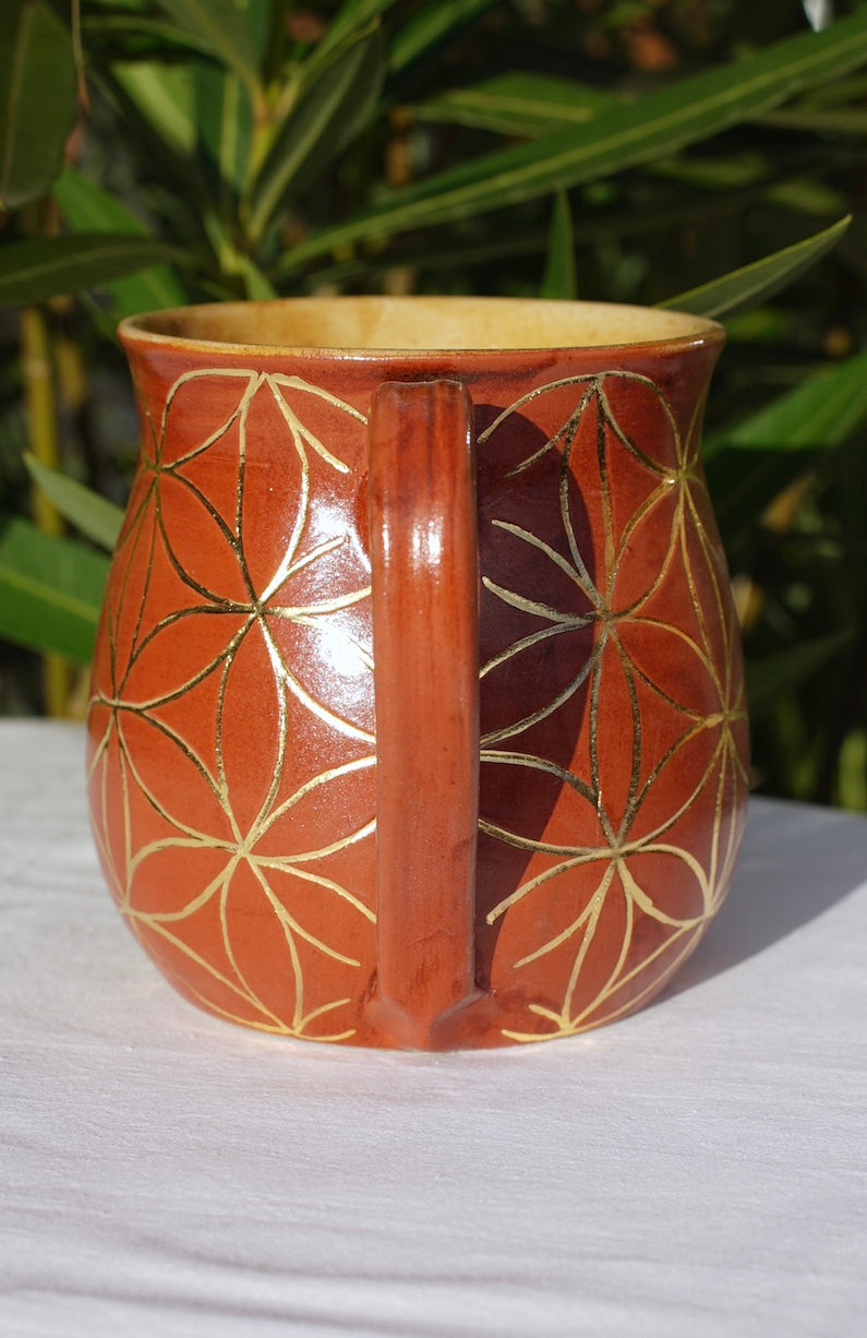 Tasse zimt Blume des Lebens Echtgold