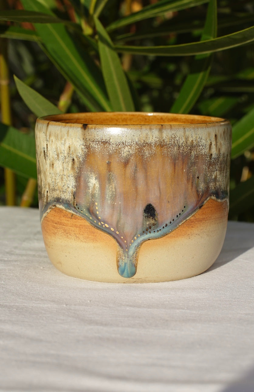 Cocoa ceremony mug with flower of life 24 carat gold