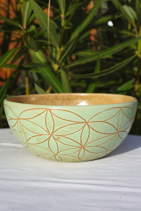 Müslischale XL hellgrün mit Blume des Lebens
