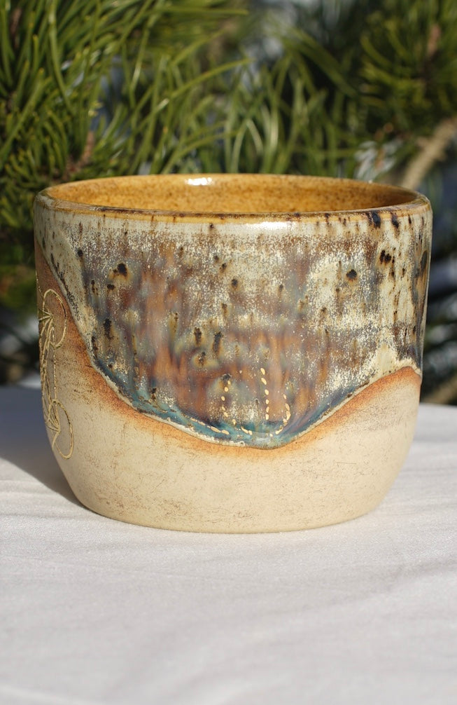 Becher Kakaozeremonie mit Metatrons Würfel 24 Karat Gold (2)