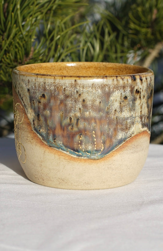 Becher Kakaozeremonie mit Metatrons Würfel 24 Karat Gold (2)