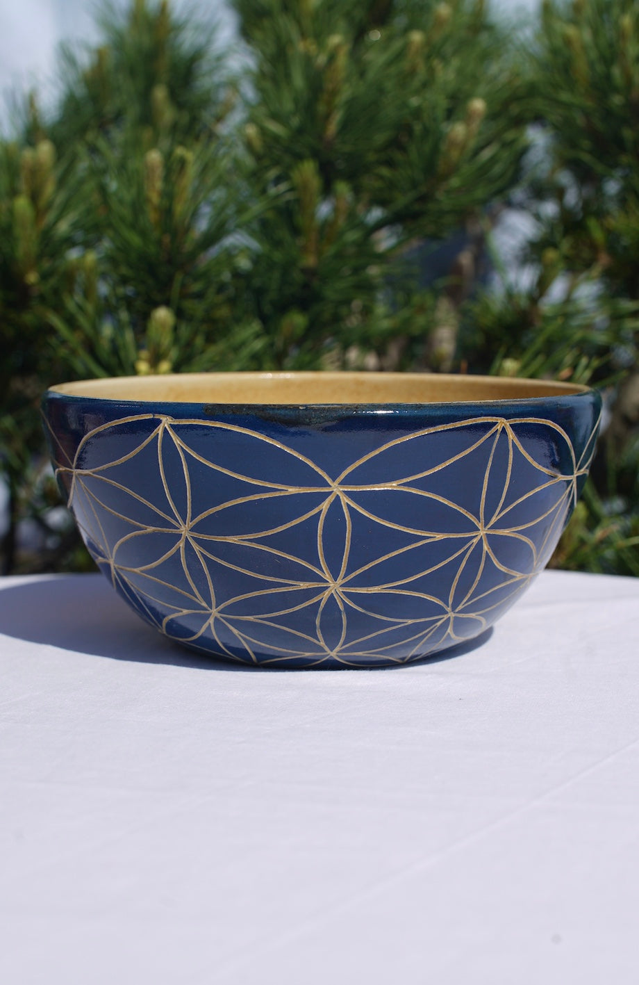 XL blue cereal bowl with flower of life