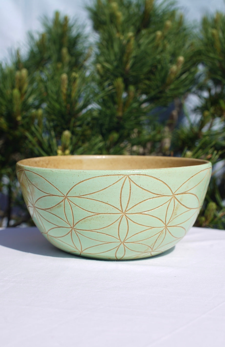 Müslischale XL hellgrün mit Blume des Lebens