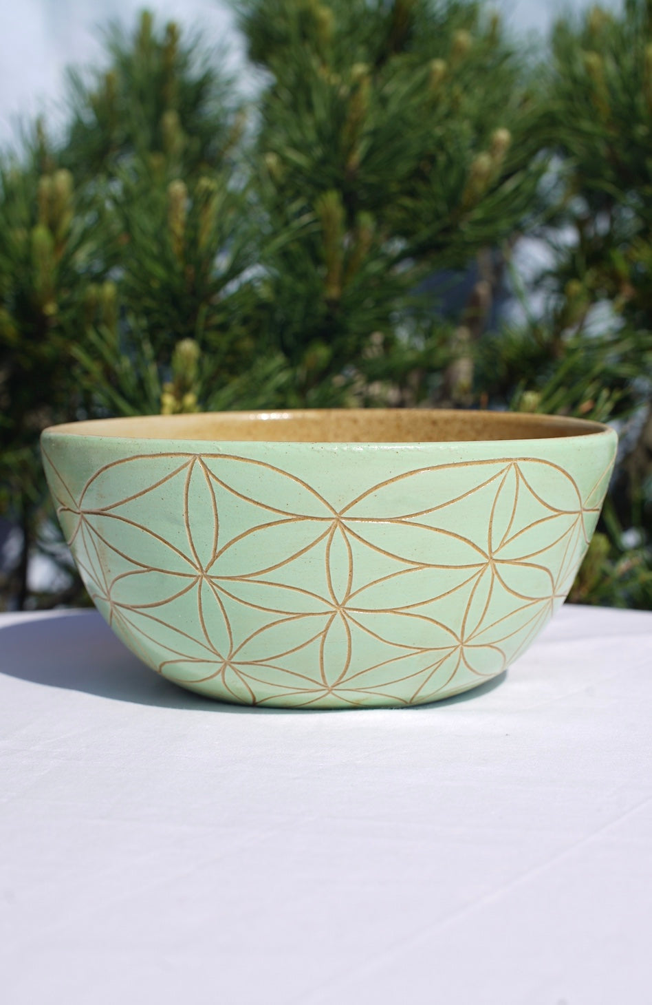 Müslischale XL hellgrün mit Blume des Lebens
