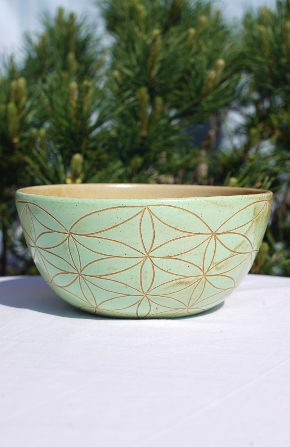 Müslischale XL hellgrün mit Blume des Lebens