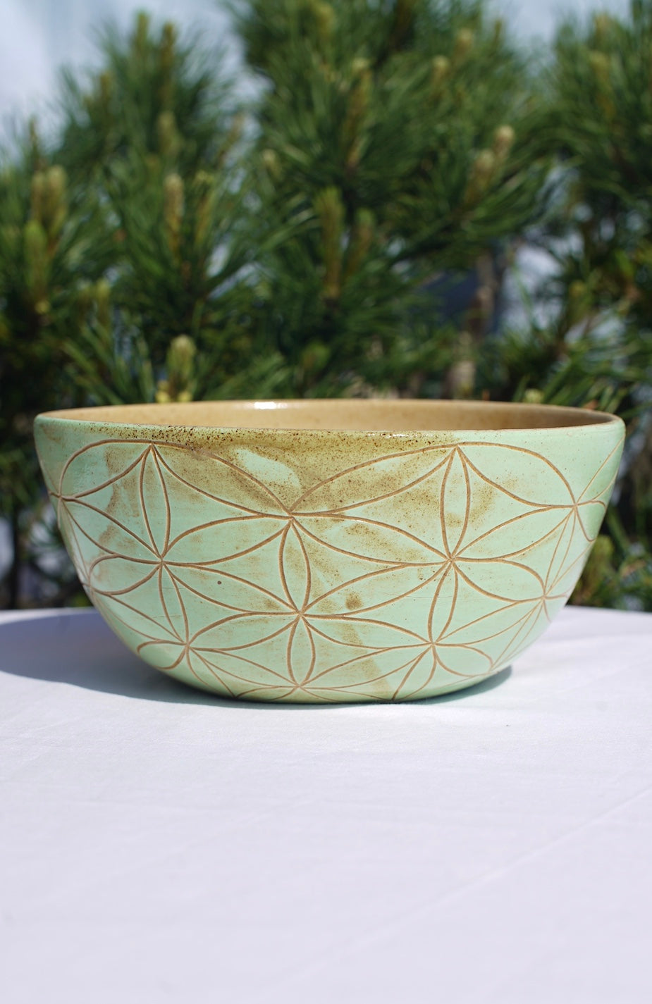 Müslischale XL hellgrün mit Blume des Lebens