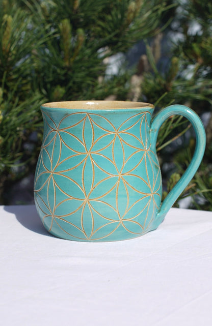 Tasse jade Fleur de vie