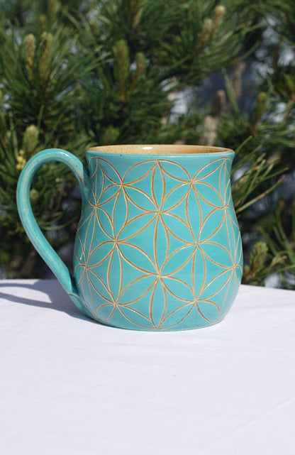 Tasse jade Fleur de vie