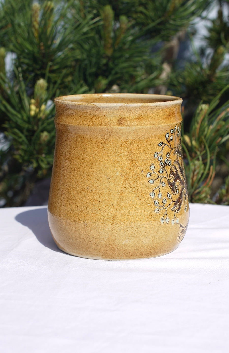 Antique tree of life cup with healing earth and gold