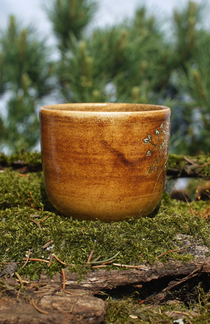 Becher Wunjo mit Birke in 24 Karat Gold