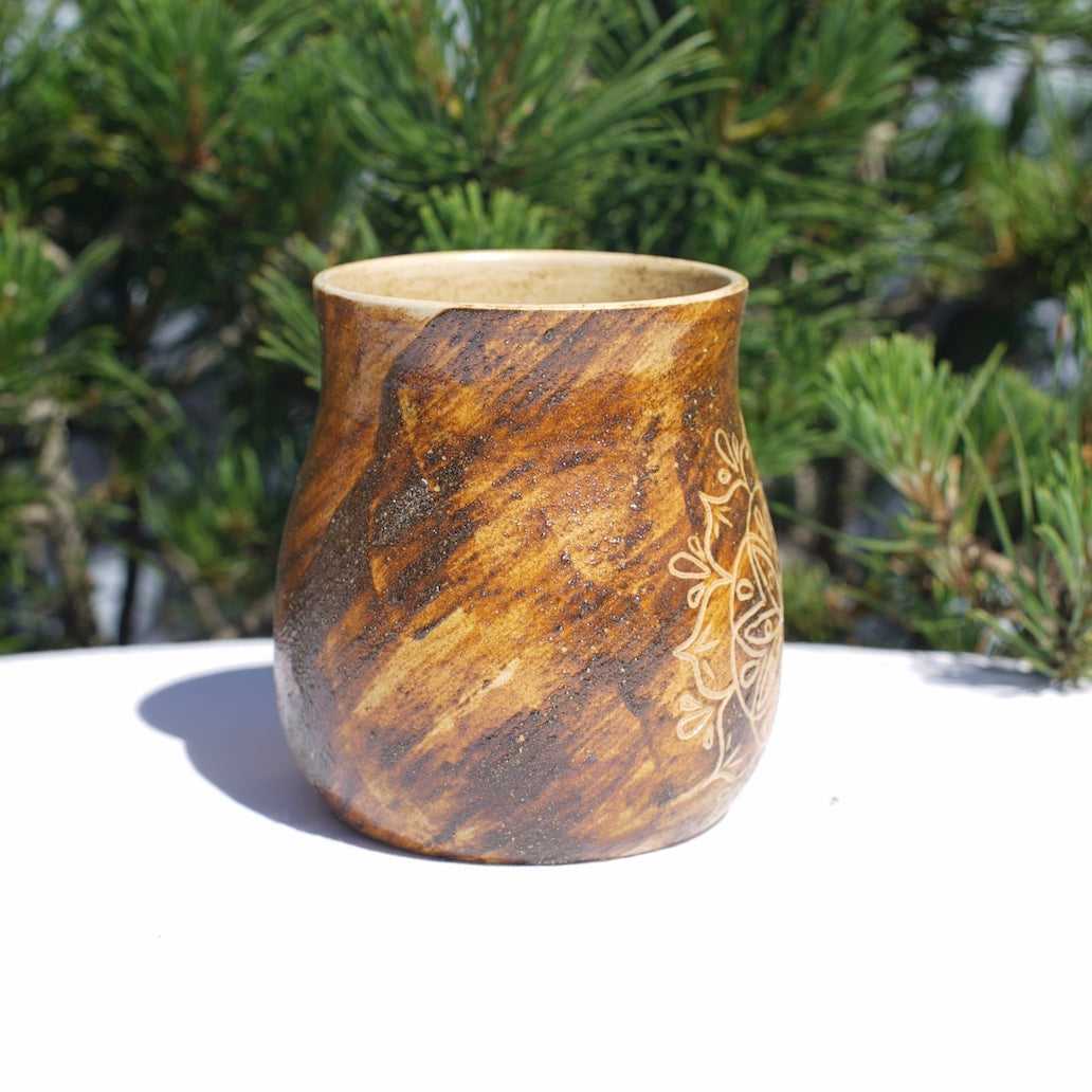 Mandala healing clay mug