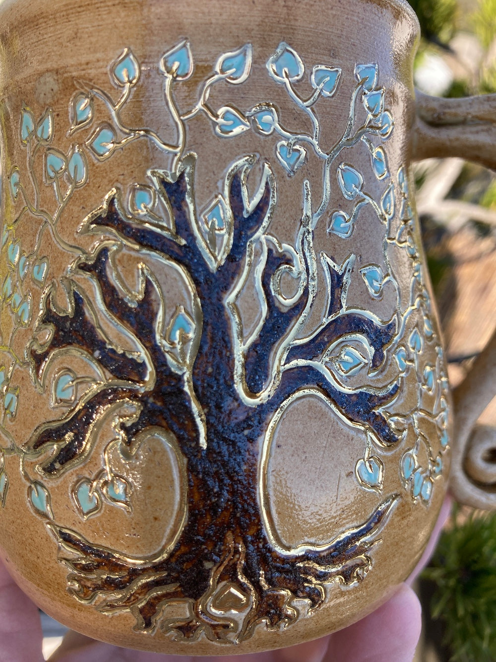 Tasse Lebensbaum antik mit Heilerde und Gold