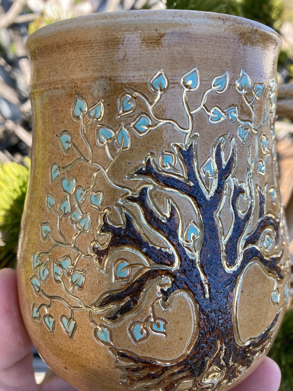 Tasse Lebensbaum antik mit Heilerde und Gold